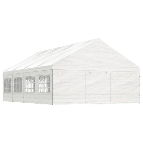 Pavillon mit Dach Weiß 8,92x5,88x3,75 m Polyethylen