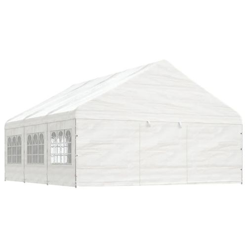 Pavillon mit Dach Weiß 6,69x5,88x3,75 m Polyethylen