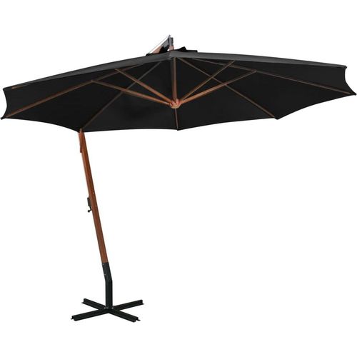 Ampelschirm mit Mast Schwarz 3,5x2,9 m Massivholz Tanne , Markisen Design 2024