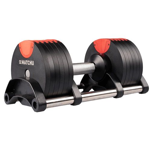 Matchu Sports Verstellbare Kurzhantel bis zu 24kg - Einstellbare Platzsparende Hantel Kraftraining und Heimtraining Variable Gewichte