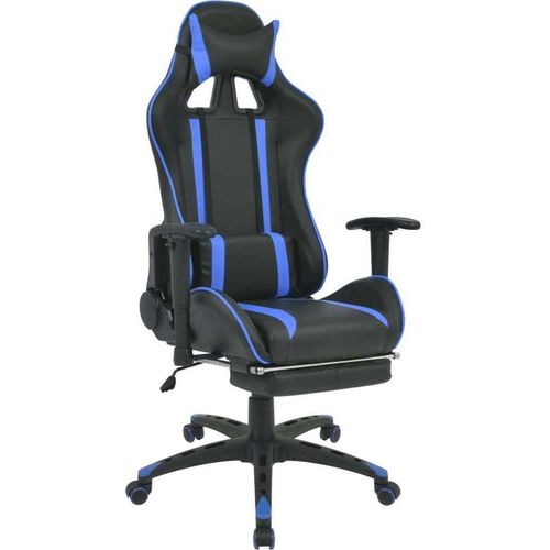 Neigbarer Racing-Bürostuhl mit Fußstütze Blau