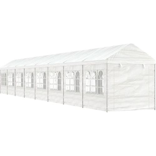 Pavillon mit Dach Weiß 17,84x2,28x2,69 m Polyethylen