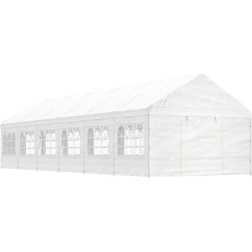 Pavillon mit Dach Weiß 13,38x4,08x3,22 m Polyethylen