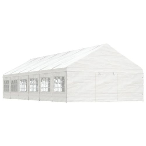 Pavillon mit Dach Weiß 13,38x5,88x3,75 m Polyethylen