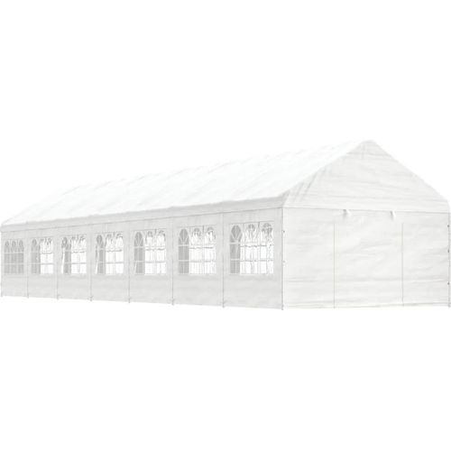 Pavillon mit Dach Weiß 15,61x4,08x3,22 m Polyethylen