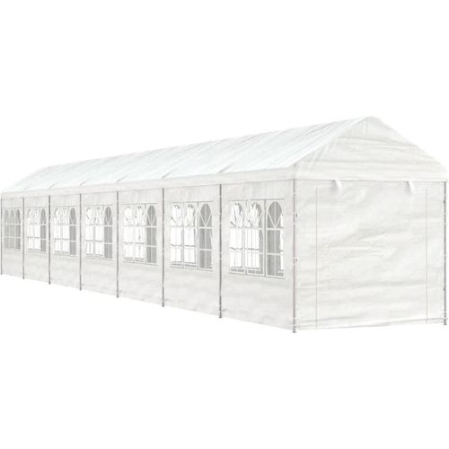 Pavillon mit Dach Weiß 15,61x2,28x2,69 m Polyethylen