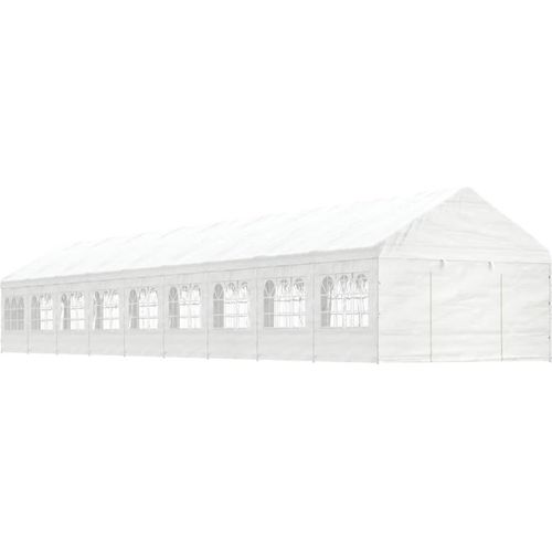 Pavillon mit Dach Weiß 20,07x4,08x3,22 m Polyethylen