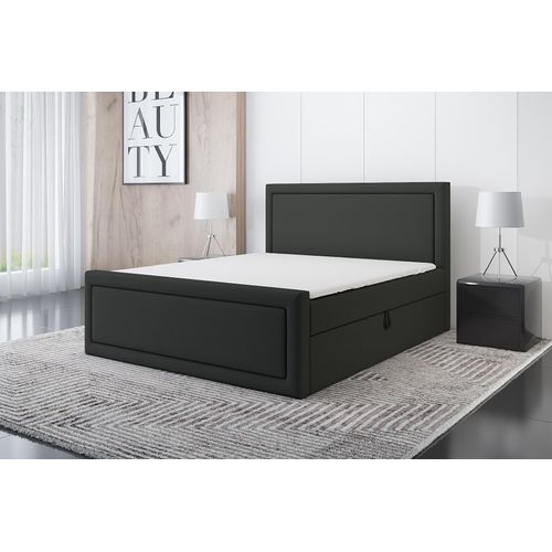 Boxspringbett ROD 120x200 mit 2 Bettkästen, Bonell-Matratze und Topper. Farbe: Grau.