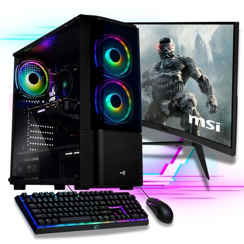 Gaming Komplett PC - AMD Ryzen 7 5700G - AMD RX Vega - 32GB - 500B SSD - 27 Zoll TFT - Windows 11 Pro - RGB - Gaming Combo