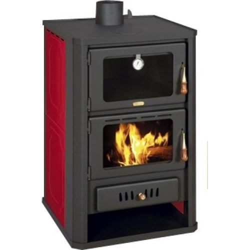 EEK A Wasserführender Kaminofen mit Backfach Prity FGW15, rot - 19,8 kW