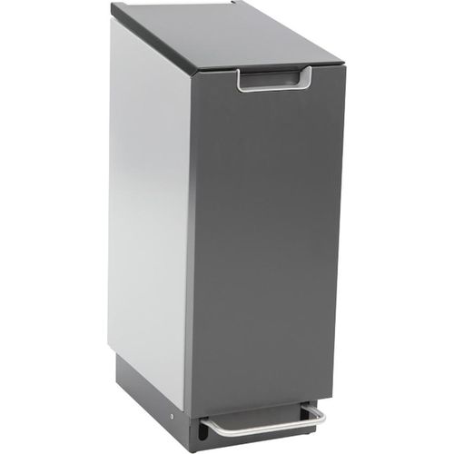 Feuersicherer Wertstoffsammler Connector Bin mit Pedalöffnung | 55 Liter, HxBxT 81,6x30,3x45,2cm | Aluminium | Anthrazit / Grau