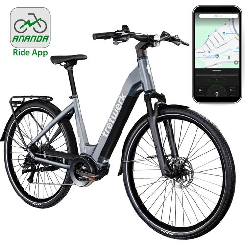 Tretwerk Amber E Bike Damen 28 Zoll Elektrofahrrad 155 - 185 cm Hollandrad anthrazit 48 cm