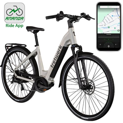 Tretwerk Amber E Bike Damen 28 Zoll Elektrofahrrad 155 - 185 cm Hollandrad grau 48 cm
