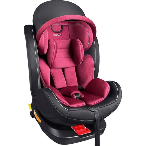 Kindersitz drehbar 360° mit ISOFIX und Liegefunktion mitwachsend I 0-36 kg, 0-12 Jahre, Gruppe 0/1/2/3 I 5-Punkt-Gurt und 3-Punkt-Gurt I Bezug abnehmbar, waschbar I ECE i-Size 129R,Farbe:Schwarz/Bordeaux