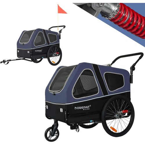Doggyhut S-Line XXL Hundeanhänger & Hundebuggy mit Federung 2 in 1 Hunde Fahrradanhänger Jogger gefedert bis 45 kg