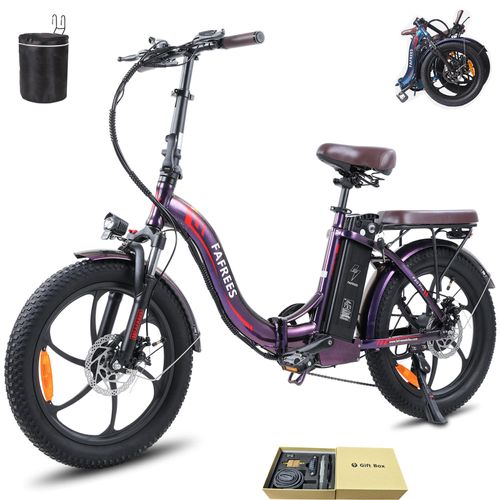 E-bike klapprad Rostfreie Aluminiumlegierung 36 V 18 Ah 648 Wh bis zu 120 -150 km Wasserdicht IPX5 20 zoll 7 Gang, Lila