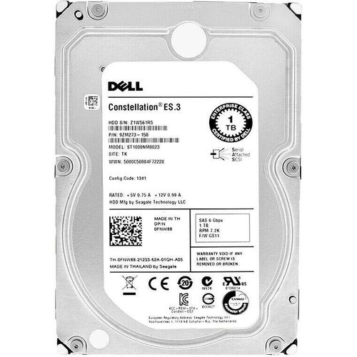Festplatte Dell 1Tb ST1000NM0023 128Mb Cache 7200Rpm Sas II 0FNW88 3,5