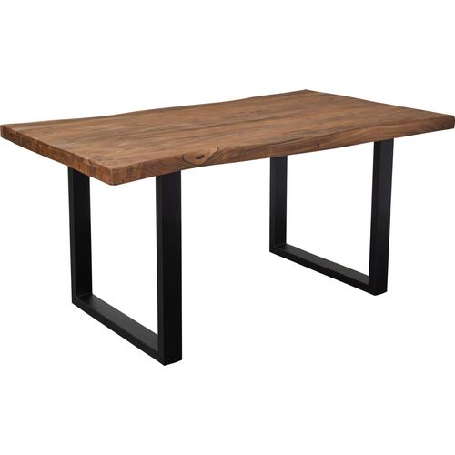 LC Home Esstisch 160x90cm Baumkante U-Metallgestell Holztisch Akazienholz Massivholz
