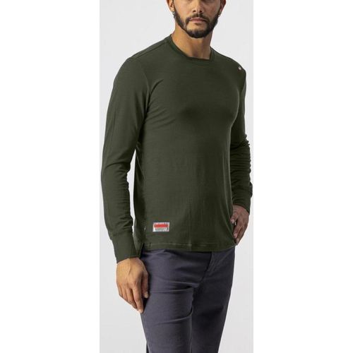 CASTELLI Langarm Fahrrad-Shirt - MERINO LS TEE - Grün M