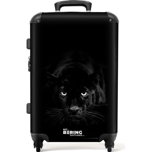 NoBoringSuitcases.com - Großer Koffer Panther - Schwarzer Reisekoffer mit 4 Rädern - Trolley auf Rädern 72 Liter - Rollkoffer groß leicht - Geräumiger Reisekoffer 20kg - Erwachsenen-Koffer mittelgroß - Reisegepäck & Reisezubehör - Hardcase XLKoffer Mittelgroß 67x43x25 cm, 72L,