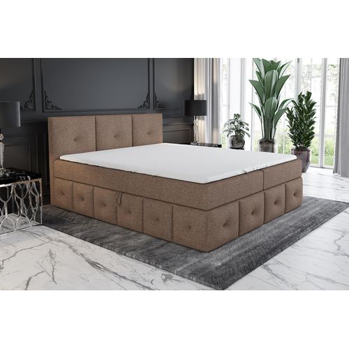 Boxspringbett BELLA 160x200 mit 2 Bettkästen, Bonell-Matratze und Topper. Farbe: Grau.