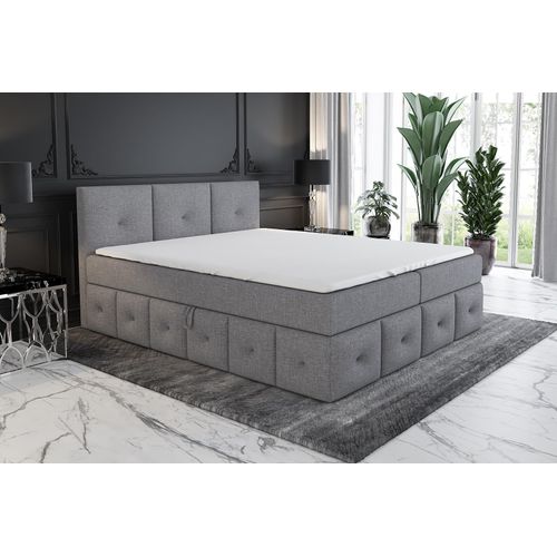 Boxspringbett BELLA 120x200 mit 2 Bettkästen, Bonell-Matratze und Topper. Farbe: Grau.