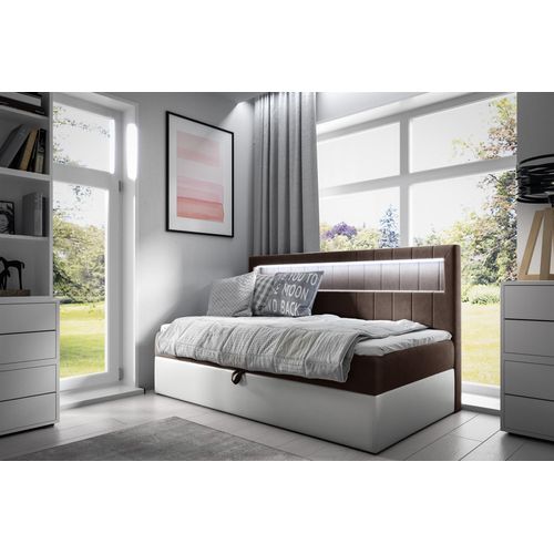 Boxspringbett Gästebett Kinderbett FABIAN Nr.2 90x200cm Weiss-Braun