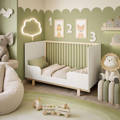 BASIC Kinderbettchen weiß mit Schaumstoff Matratze