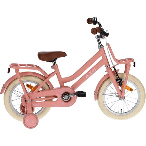 AMIGO Kinderfahrräder Mädchen Bella 14 Zoll 24 cm Mädchen Rücktrittbremse Lachsfarben