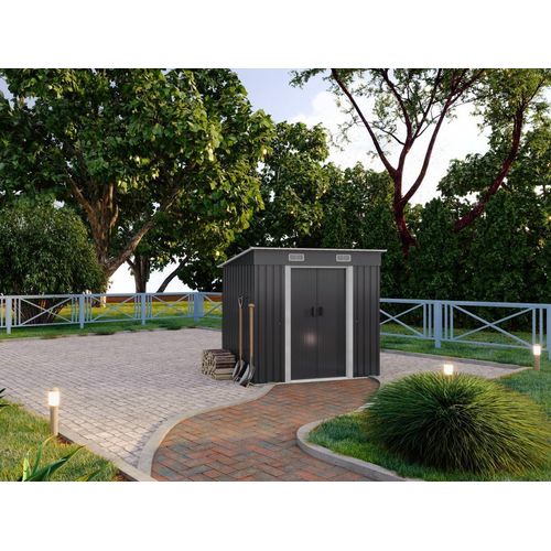 Gartenhaus aus verzinktem Stahl - 2,3 m² - Grau - MANSO