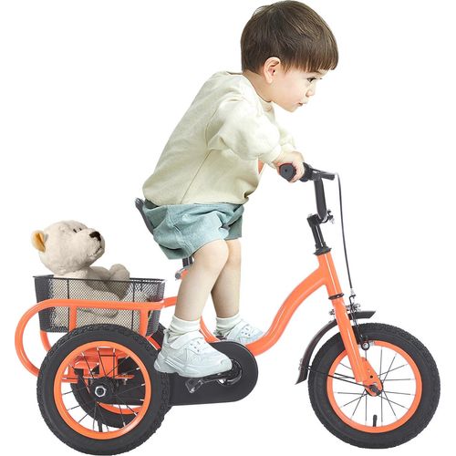 Kinderfahrräder 12 Zoll Kinder Dreirad 3 Räder Fahrräder für Kinder Single Speed (Orange)