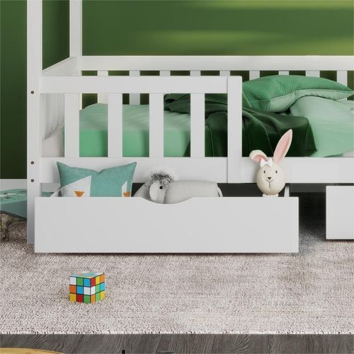 Weiß 97x63.5x17cm Bettschubkasten Universal-Schubladenumhüllung (2 Schubladen/Packung) Massivholz