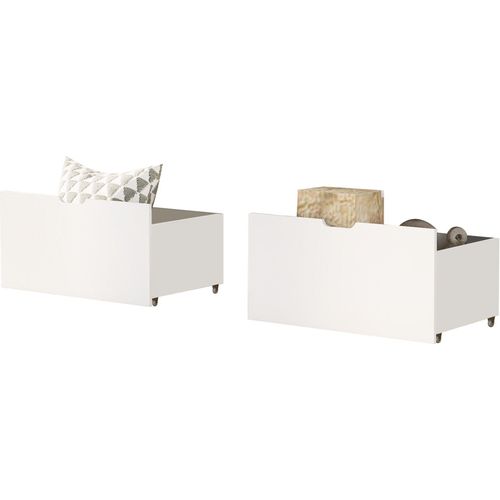 Weiß 73x42.5x37cm Bettschubkasten 2 Schubladen, Verwendung mit Kinderbett Massivholz