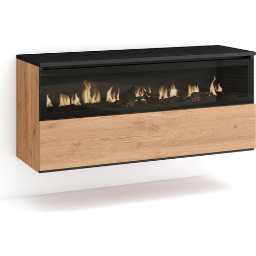 Elektrokamin LED, 102x45x35cm, 1 Öffnung, 1 Tür, Elektrokamin. Hängend, Eiche Schwarz