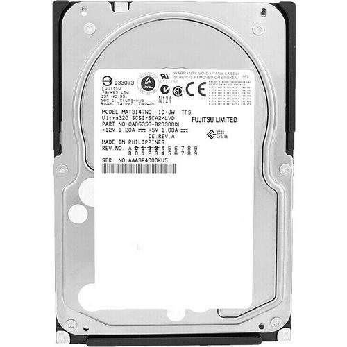 Festplatte Fujitsu 147Gb MAT3147NC 8Mb Cache 10 000 Rpm SCSI 80-pin 3,5