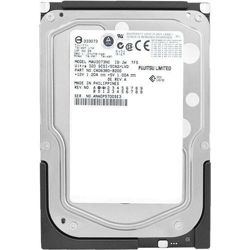 Festplatte Fujitsu MAU3073NC 73Gb ULTRA320 15000Rpm 8Mb SCSI 80-PIN 3,5'' Zoll