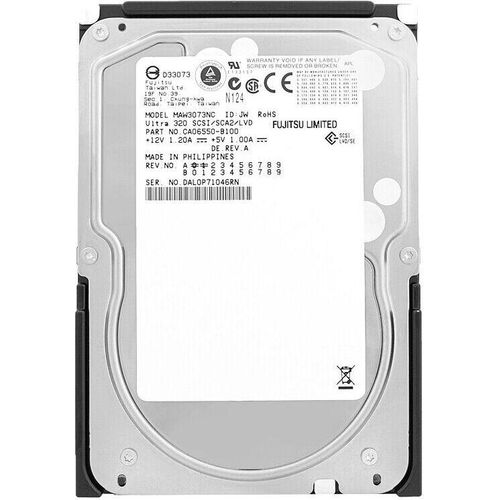 Festplatte Fujitsu 73Gb MAW3073NC 8Mb Cache 10 000 Rpm SCSI 80-PIN 3,5
