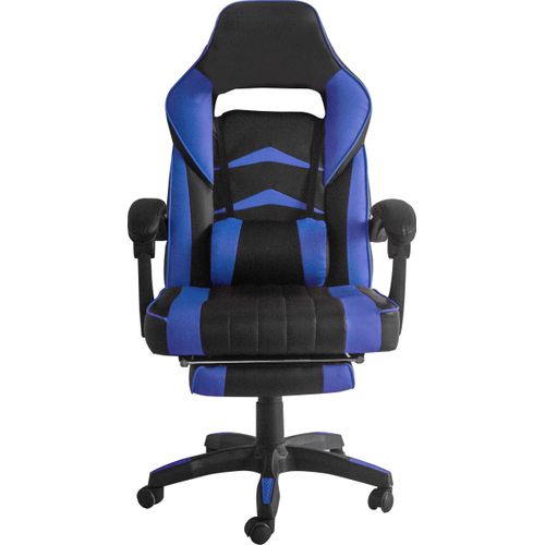 Aga Spielstuhl, Bürostuhl, Drehbarer Spielstuhl, Gamingstuhl, Racing Schreibtischstuhl,Chefsessel mit Fußstütze Schwarz - Blau