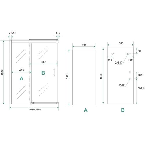Saqu Note Duschtür 110x200 cm Dusche Duschabtrennung Duschtrennwand mit