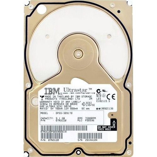 Festplatte IBM 9GB DPSS-309170 7200Rpm SCSI 68-PIN 3.5'' Zoll 07N3120