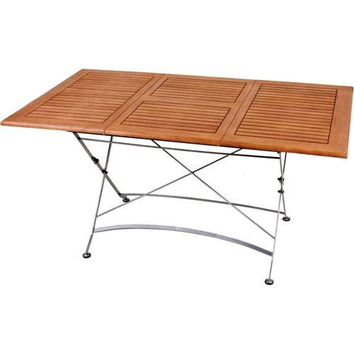 Gartentisch ></noscript>Wien< in holzfarben/schwarz aus Holz, Stahl - 90x74x150cm (BxHxT)