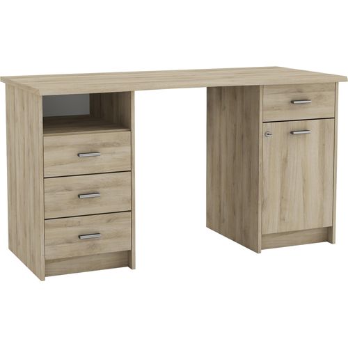 Schreibtisch ></noscript>Monaco 2< in Eiche aus Holzwerkstoff - 135x74x58cm (BxHxT)