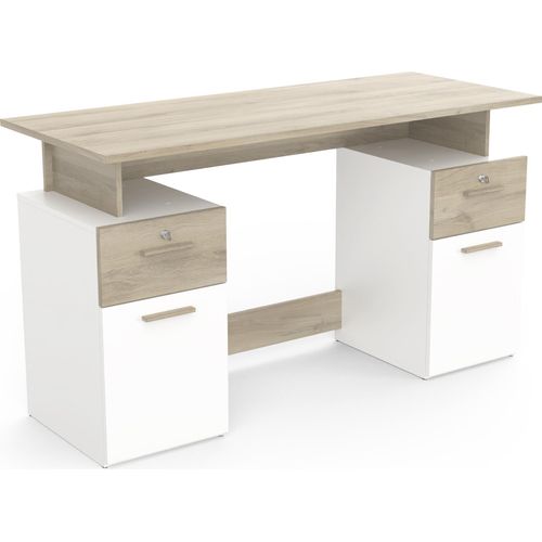 Schreibtisch ></noscript>Platon< in Kronber Eiche/weiss - 135x76x55 (BxHxT)