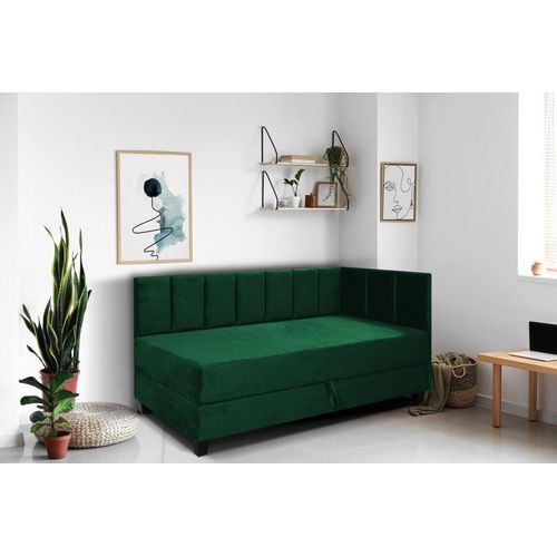 Jugendbett Einzelbett Eryk Boxspringbett mit Matratze Kinderbett Bettkasten 80 x 200 cm Rechts Paris 135 – grün