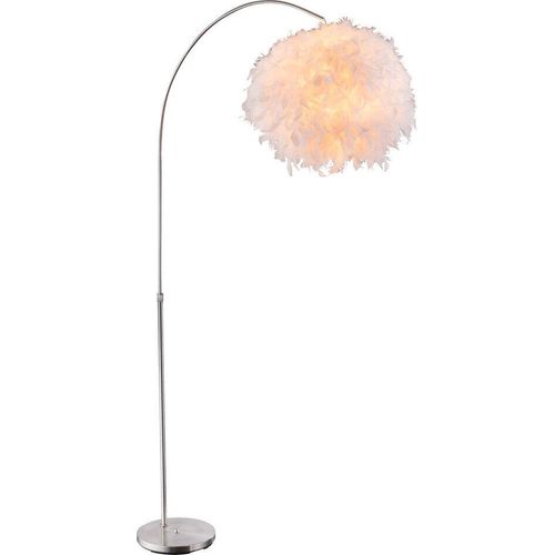 LED RGB Stehlampe, Feder Schirm, weiß, dimmbar, H 196 cm
