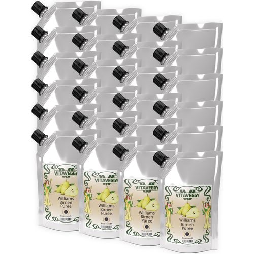 VITAVEGGY Früchte-Püree WILLIAMS BIRNEN 24x1kg ohne Aroma- Farb- & Konservierungsmittel von Food-United, Birnenpüree geeignet für Obstbrei & Babybrei Birnen-Apfel-Saft-Smoothie-Eistee-Sorbet-Müsli-Joghurt-Quark GVO-Frei Glutenfrei & 100% natürlich