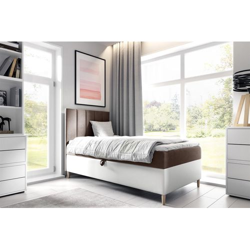 Boxspringbett Gästebett Kinderbett HELVI Nr.1 90x200cm Weiss-Braun