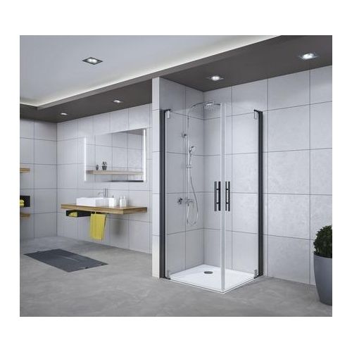 Eckeinstieg Drehtür Breuer Europa Design 80x80 cm Klarglas Profilfarbe schwarz