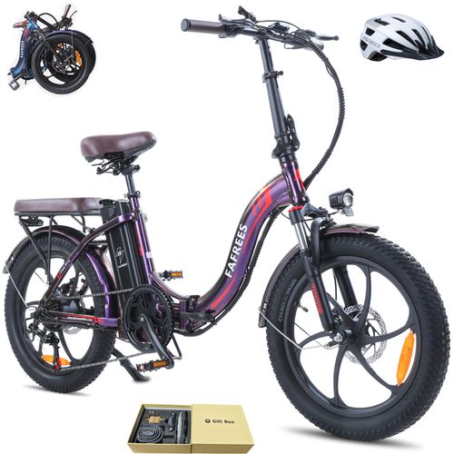 Elektrofahrrad Rostfreie Aluminiumlegierung 36 V 18 Ah 648 Wh Wasserdicht IPX5 bis zu 120 - 150 km E-bike klapprad 20 zoll mit 7 Gang, Lila