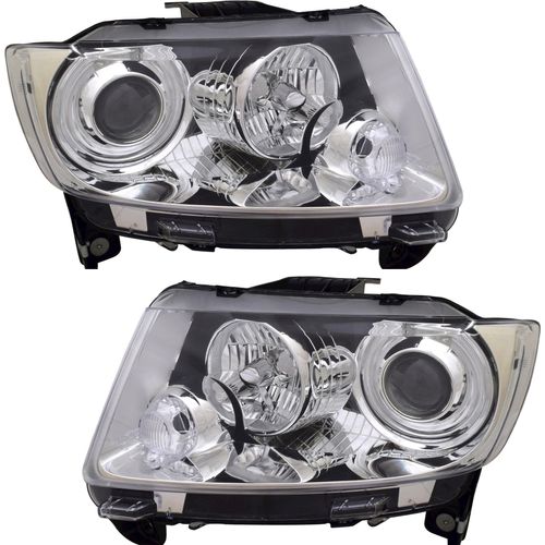 TYC Scheinwerfer Set für Jeep Compass MK49 Grand Cherokee WK2 Chrom LWR Motor H9